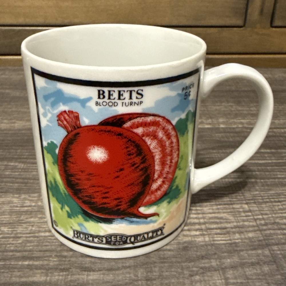 Vintage Japan Burt's Seed Packet Mugs Beets Tomato 7646 Set of 2 - Picture 3 of 6